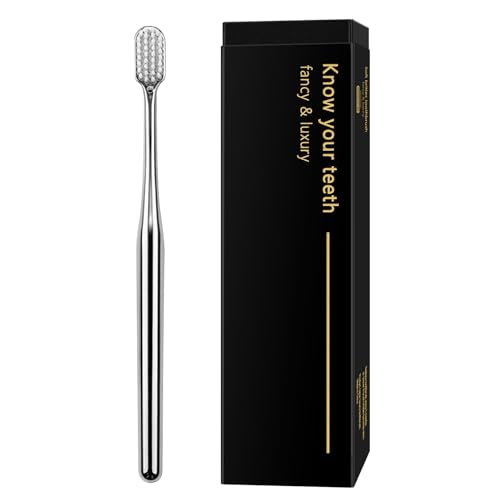Z-VAPRESS Luxury Silver Manual Toothbrush Soft Bristles Better Gift Elegant Electroplated Design Perfect for Home Hospitality or Travel Toothbrushes for Sensitive Teeth