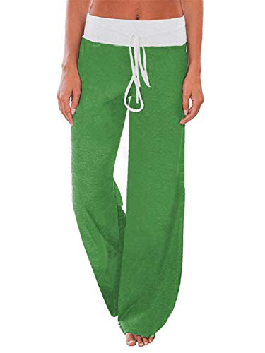 Image of iChunhua Women's Comfy Stretch Floral Print Drawstring Palazzo Wide Leg Lounge Pant