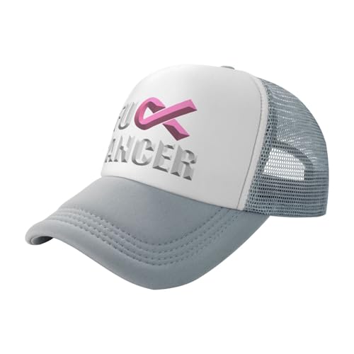Fuck Breast Cancer Pink Ribbon Trucker Hat Snapback Mesh Baseball Cap Unisex