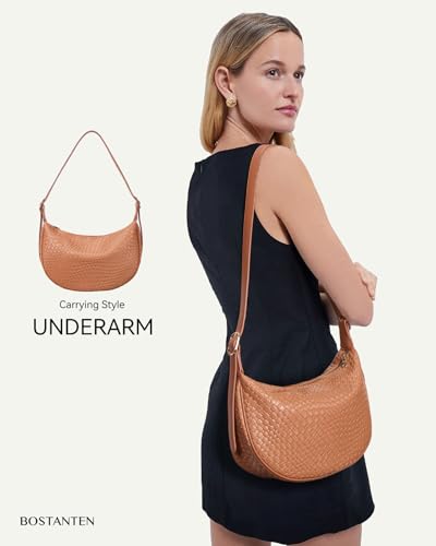 Image of BOSTANTEN Purses for Women Crescent Crossbody Bag Vegan Leather Shoulder Hobo Handbag Adjustable Strap