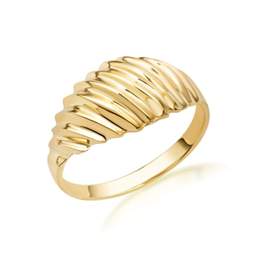 14K Yellow Gold Glamorous Croissant Dome Statement Ring for Women