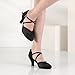 Imagen de Uonpie Zapatos de Baile de Salón Punta Cerrada Satén Tacón Bajo Negro Zapatos de Baile Latino Salsa de Entrenamiento para Mujer