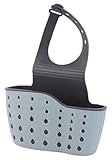 EC ELEGANTCHARM Kitchen Sink Caddy Sponge Holder Silicone Plastic Soap Holder Hanging Ajustable Strap Faucet Caddy with Drain Holes for Drying