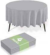 misaya 4 Packs Disposable Plastic Table Cloth, 84" Round Waterproof Tablecloth, Leakproof & Sturd...