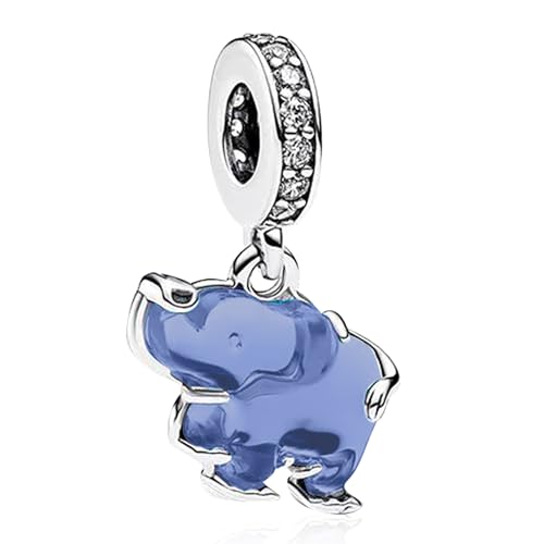 Image of Blue Elephant Charms 925 Sterling Silver for Bracelets and Necklaces Pendant Dangle Beads Mother's Day Birthday Christmas Jewelry Gift for Women