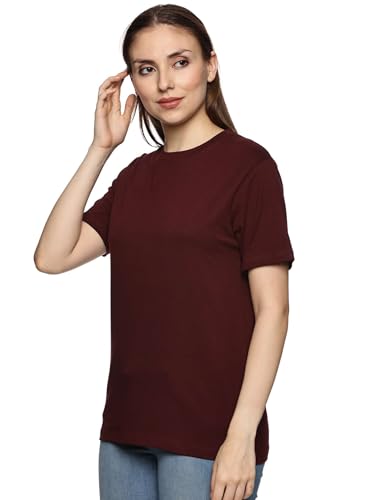 Image of Women's Cotton Lycra Solid Round Neck T-Shirt - Soft, Stretchable, Comfortable Casual Top - Stylish & Breathable for Everyday Wear Plain Short Sleeve Tshirt