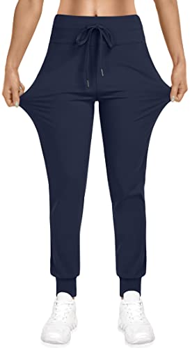 Tarse Women's Jogger Pants With Pockets And Drawstring Lounge Running Sweatpants Navy L #TOP2