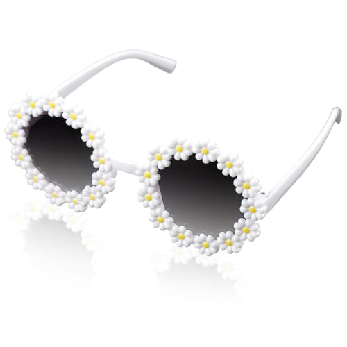 Klassische Runde Daisy Sonnenbrille, Sonnenbrille Damen Rund, Uv400 Schutz, Sonnenbrille Rund Damen, Hippie Brille, Modische Spiegelgläser Für Damen Und Herren, Leicht Und Tragbar