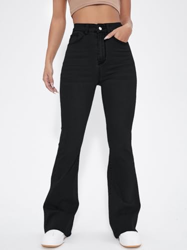 Image of Aahwan Women's & Girls' Solid Black Low Waist Ripped Distressed Mom Fit Stretch Denim Jeans(KV-255)