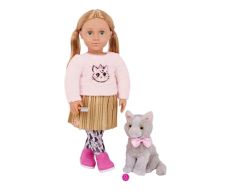Muñeca Our Generation Sheela & Sammy 18 Pulgadas con Gato miniatura 1