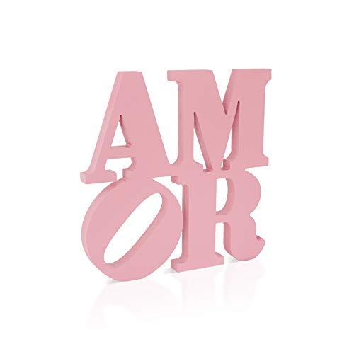 Lettres AMOR en bois Rose décoratif - phrase décoration en bois - Made in Italy Design Colorscrazy