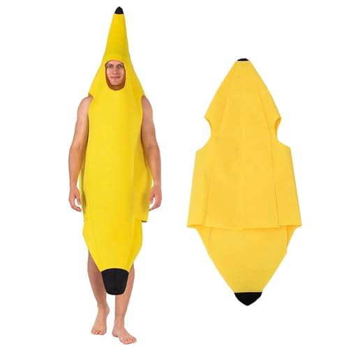 HTTDSLF Disfarce de banana, disfarces para adultos, divertido roupa de disfarces de banana, perfeito para Halloween, festas e disfarces, fato de fruta leve e confortável, unissexo