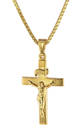 trendor Kruzifix 24 mm Gold 333 (8 Karat) mit Goldplattierter Kette 75286-40 40 cm Cover