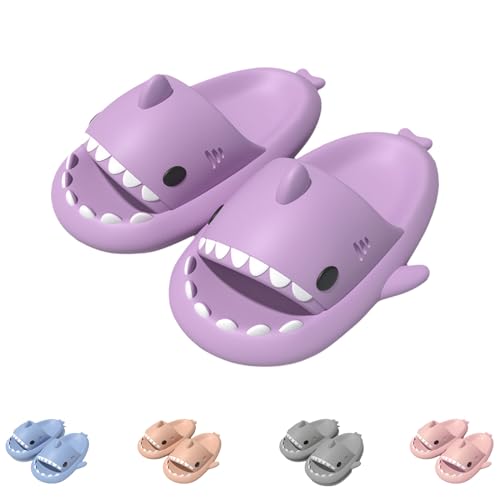 Shark Slippers For Men Women, Non-Slip Open-Toe Soft-Soled Cloud Slippers, Cushioned Beach Shower Shoes