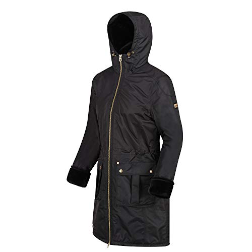 Image of Regatta Womens/Ladies Romina Full Length Hooded Jacket (UK Size 14) (Black/Gold)
