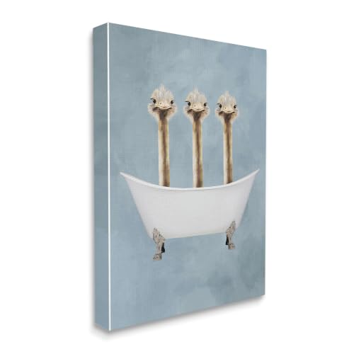 Image of Stupell Industries Three Ostriches Bathtub, 24 x 30 Inch Canvas Wall Art