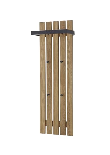 Robas Lund, Wandgarderobe/-paneel BANTRY, Eiche massiv, Natur geölt, 4 Haken mit Ablage/Stange, B/H/T: 40/120/22 cm Robas Lund, Wandgarderobe/-paneel BANTRY, Eiche massiv, Natur geölt, 4 Haken mit Ablage/Stange, B/H/T: 40/120/22 cm