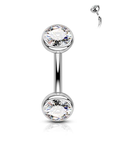 COCHARM Cute Titanium Rook Earrings 16g Silver Surgical Steel Rook Piercing Jewelry 6mm 8mm Eyebrow Rings Eyebrow Barbell Threaded Dainty Rook Bar Nickel Free