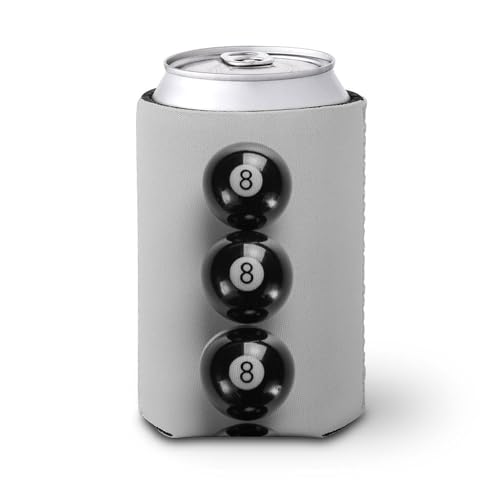 Funda enfriadora de latas de cerveza, número 8 bolas de piscina en una línea vertical, enfriador de cerveza, soporte de bebidas aislado suave para fiestas, playa, eventos, hogar