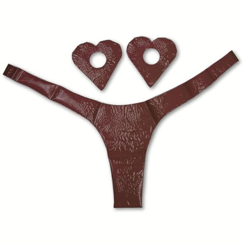 HOT FLOWERS Karamela Essbare Unterwäsche für Frauen - Candy Dessous Set Herzförmige Brustwarzenabdeckungen & Tie Side Panties - Chocolate,...