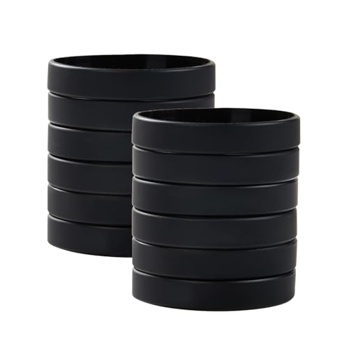 BRANDWINLITE Wholesale 12pcs/pack Blank Color Silicone Bracelets Silicone Wristbands Rubber bracelets for Party Favors Events Sports Funny Classroom playing Training Office Uses and for Teens Men & Womens Multiple&Creative Uses in Offices and Households-BLACK 8