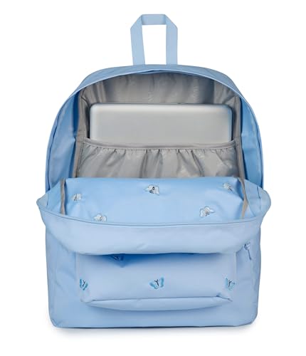 Image of JanSport Superbreak Plus FX Backpack - Work, Travel, or Laptop Bag with Water Bottle Pocket, Superbreak Plus Fx, Tiny Butterflies Hydrangea /Md Bl
