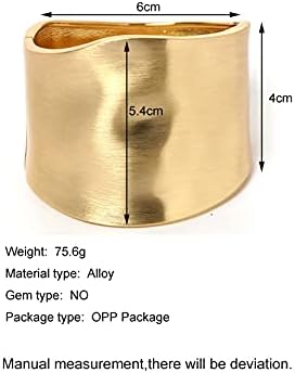 14K Gold Plated Wide Cuff Bangle Bracelet, Gold, Yellow Gold, Women's, Trendy Chunky Style, Adult, Medium, 20 Grams, Gold Plated Silver, 2 Inches - Image 6