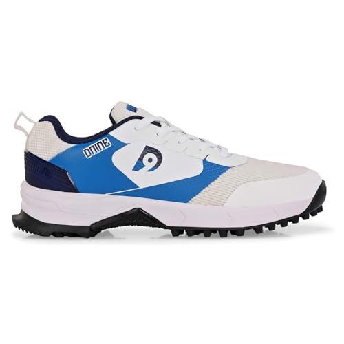 Image of DNINE Force Men,Rubber Stud Cricket Shoes - White /Navy Blue