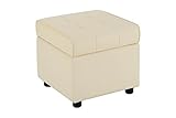 DHP Emily Square Storage Ottoman, Modern Look with Tufted Design, Lightweight, Vanilla Faux Leather