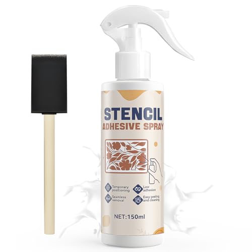 Stencil Adhesive Spray Temporary Adhesive Spray Multi-Purpose Light Viscous Easy to Peel and Clean Seamless Removal for Templates Plastic Products Walls Wood Glass