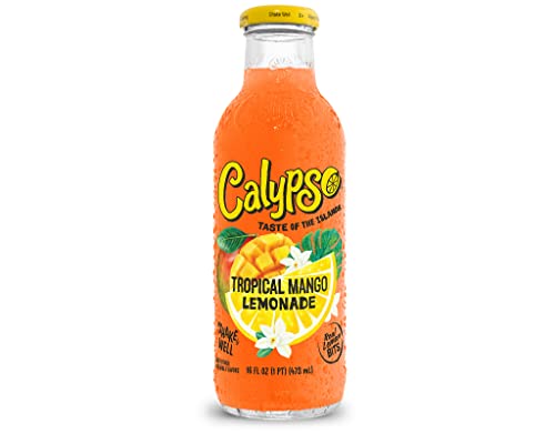 Calypso Lemonade | Made with Real Fruit and Natural Flavors | Tropical Mango, 16 Fl Oz (Pack of 12)