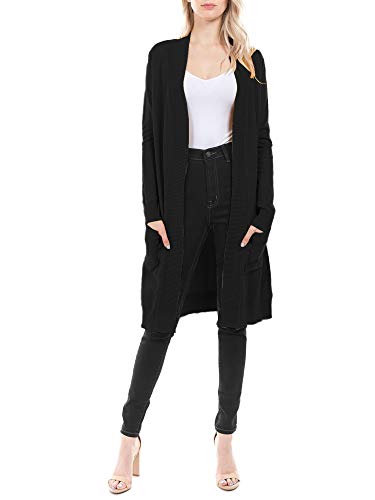Image of STARJJ Womens Soft Stetchy Knit Longline Open Front Sweater Cardigan with Pockets (S-3X)