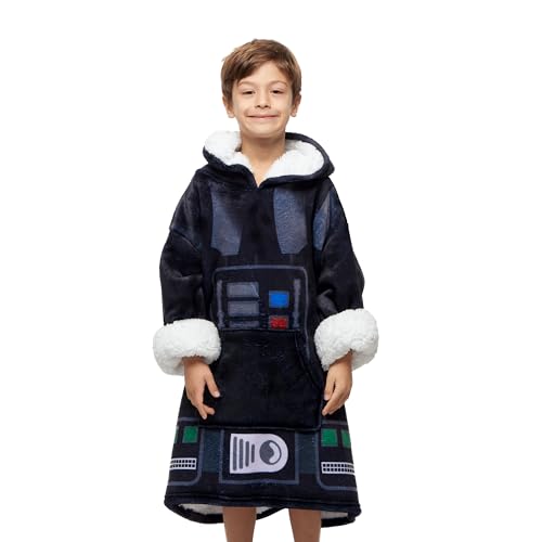 Disney Home Star Wars- Übergroße Hoodie Sweatshirt Decke mit Kapuze für Junge Kinder- Darth Vader Oversized Sherpa Fleece Kapuzenpullover- 60x80 cm