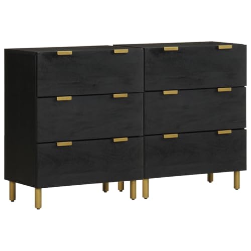 Genérico Aparadores 2 uds Madera de ingeniería Negro 60x33x75 cm, Taquillas y armarios de Almacenamiento Negro,3309992