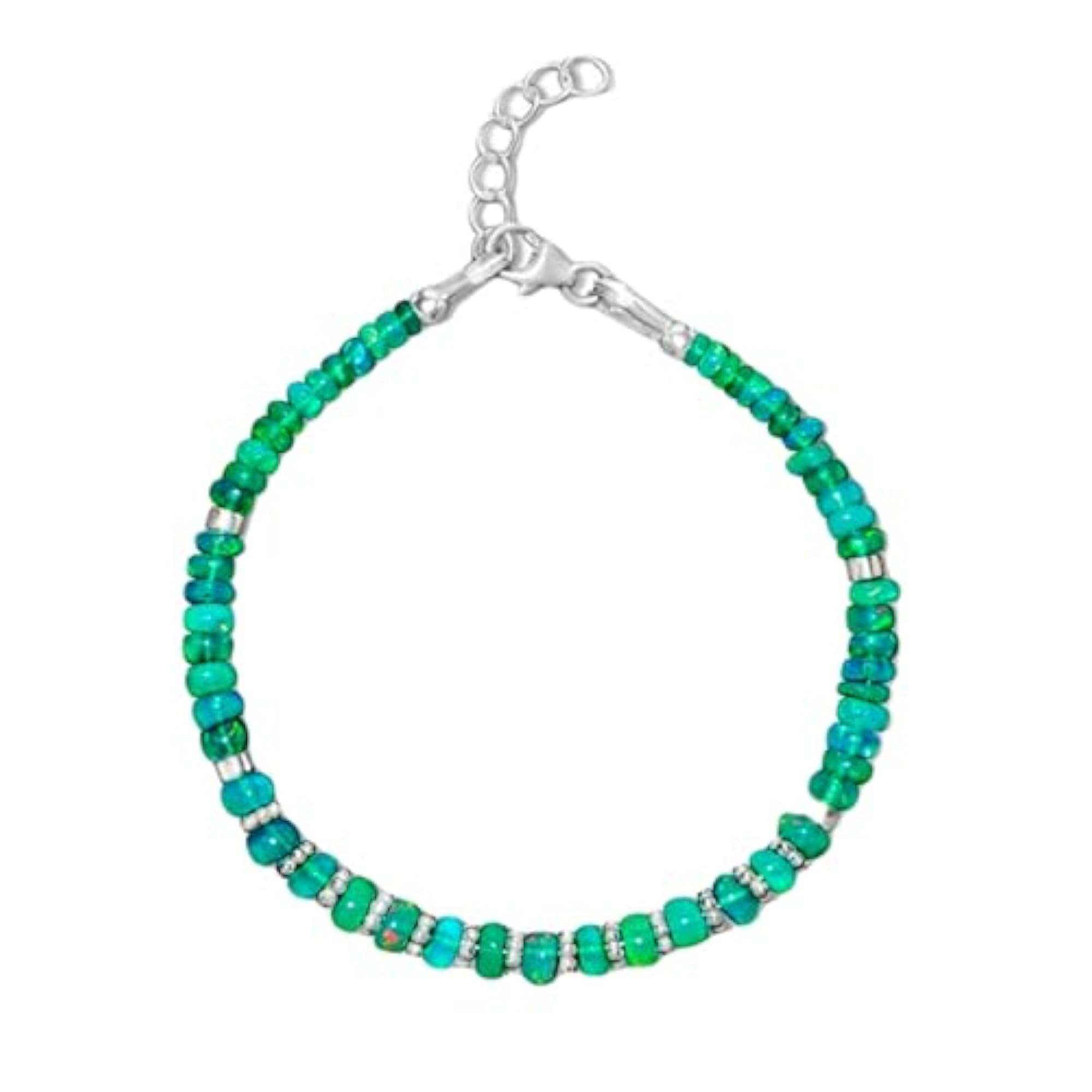 Ethiopian Green Opal Rondelle Beaded Bracelet, Adjustable