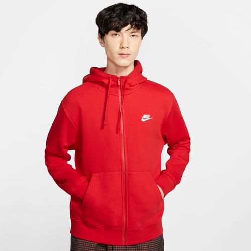 Image of Nike Men's Polyester Cotton Hooded Neck Hoodie (BV2645-657-Small Red S)