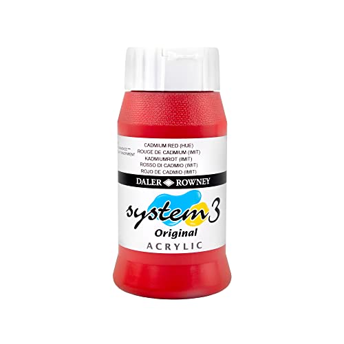 Daler-Rowney System3 Acrylic Paint, Plastic Pot, 16.91oz - 500 ml, Cadmium Red Hue