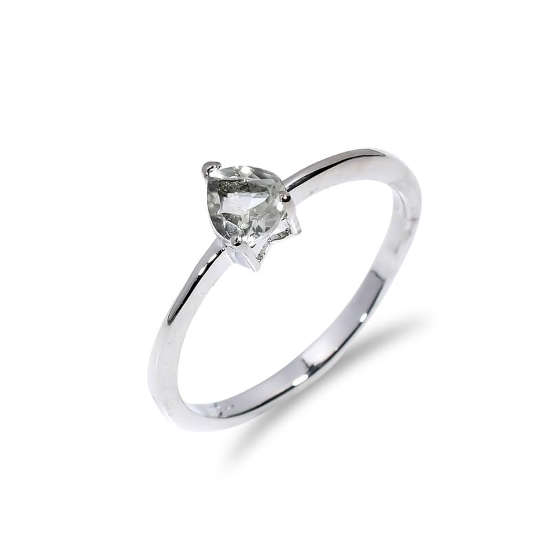 Bague améthyste verte taillée main | Pierre précieuse véritable taille 14½
