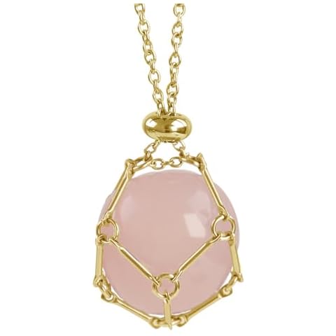 VNVETYTO Crystal Holder Necklace 14K Gold-plated Stainless Steel Cage Crystal Gemstone Pendant Necklace Jewelry for Women Men (Polished Rose Quartz) Cover