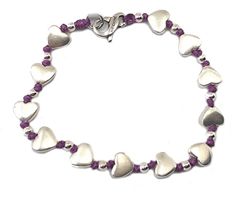 Bracelet épée cœurs Spadarella, l'élégance de l'argent et du coton noué