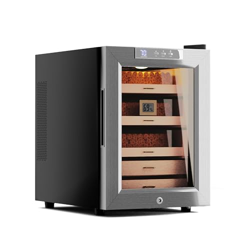Woodronic Electric Cigar Humidor for 250 Cigars, 33L Cigar Cabinet with Temperature Control, Spanish