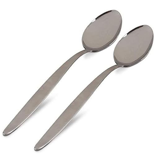 BNAZIND Chef Kunz Spoon XL Set | Pack of 2 | 12 inch 18/10 Stainless Steel | Large Cooking Serving Spoon | Chef Spoons for Quenelle, Plating, Basting, Saucing