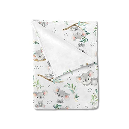Image of HawSkgFub Koala Bear Leaf Baby Blanket Boy Girl Gift Neutral, Australian Animal Flannel Fleece Nursery Bed Swaddle Receiving Blankets, Soft Lightweight Newborn Infant Kids Toddler Crib Bedding 30 x 40