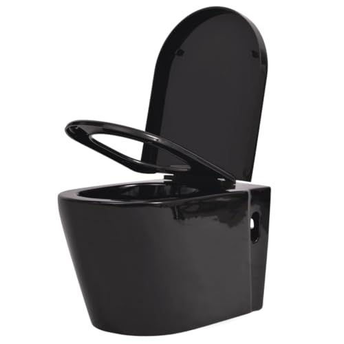VidaXL - Tazza WC, da parete, sospesa, in ceramica, Nero , 1