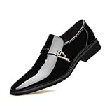 Hixingo Zapatos de Vestir Hombre Sin Cordones, Zapatos de Cuero Modernos Zapatillas Vestir Hombre Verano Antideslizante Suela de Goma para Negocios, Oficina, Trabajo, Bodas (686# Negro,42)