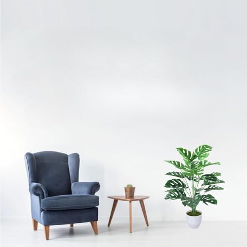 Image of Dekorly Fake Plants Artificial Floor Plants Large Tropical Palm Tree Tall Monstera Plant in Pot Faux Plants for Indoor Outdoor Home (Monstera | White Pot, Pack of One)