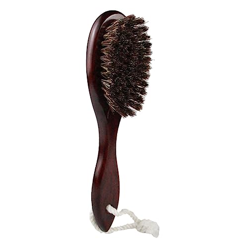 Beatifufu Dense Wool Bristle Hair Brush Curved Handle Shaving Brush for Men Natural Wood Handle Dark