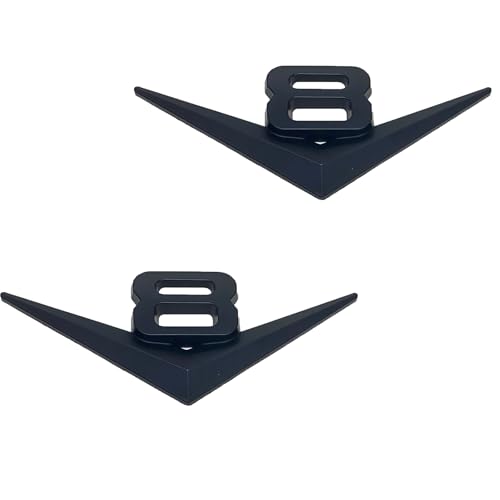 Image of 2PC V8 Emblem Decal Car Engine Letters Plating Badge 3D Metal Style Fit for V8 Engine Car Trunk Black