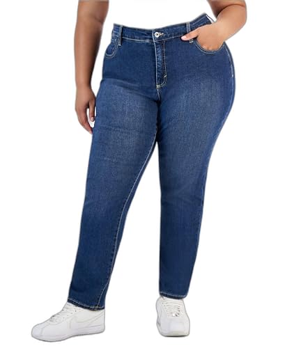 Style & Co. Plus Size Mid-Rise Straight-Leg Jeans Moddy Blue 18W