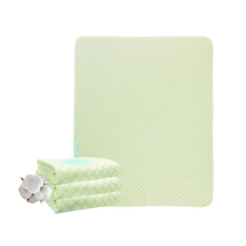 Jointown Washable Bed Pads Waterproof for Incontinence, Cotton Heavy Absorbent Reusable Pads Underpads Pee Pads for Adults, Elderly, Kids, Toddler and Pets (Green, 3 Pack - 34x39)